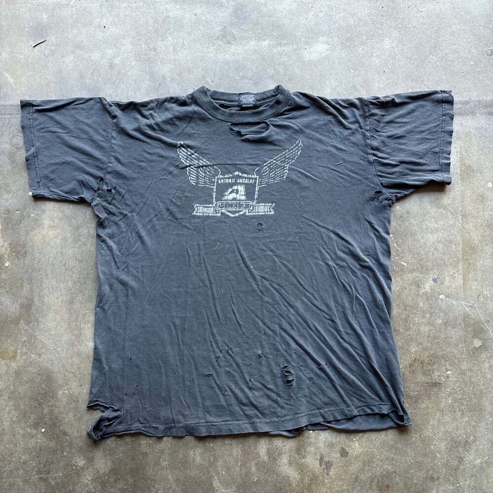 1990’s thrashed Antonio Ansaldi Graphic T-Shirt Vintage Distressed Black
